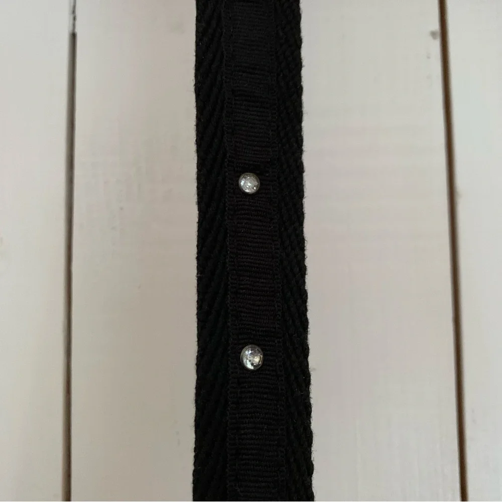 Girl's Black Belt Adjustable Size 6X Rhinestones Gunmetal Color Hardware